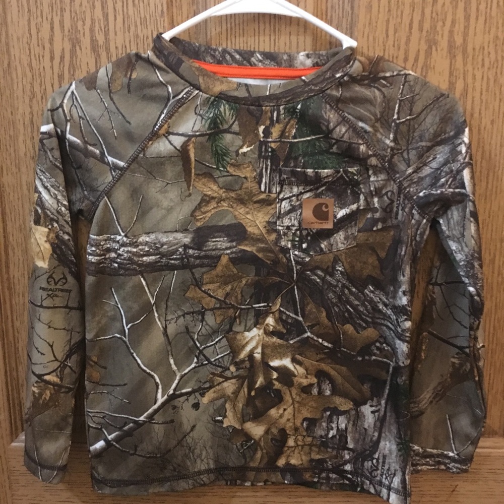 Boys carhartt size 6 camouflage long sleeve shirt